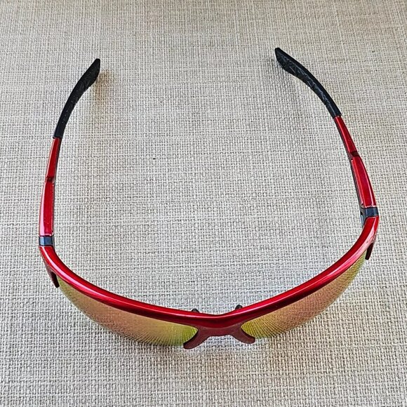 NYS City Men Sunglasses Red Wrap Frame Mirror Lenses Eye Wear Nautilus Avenue - Picture 11 of 11